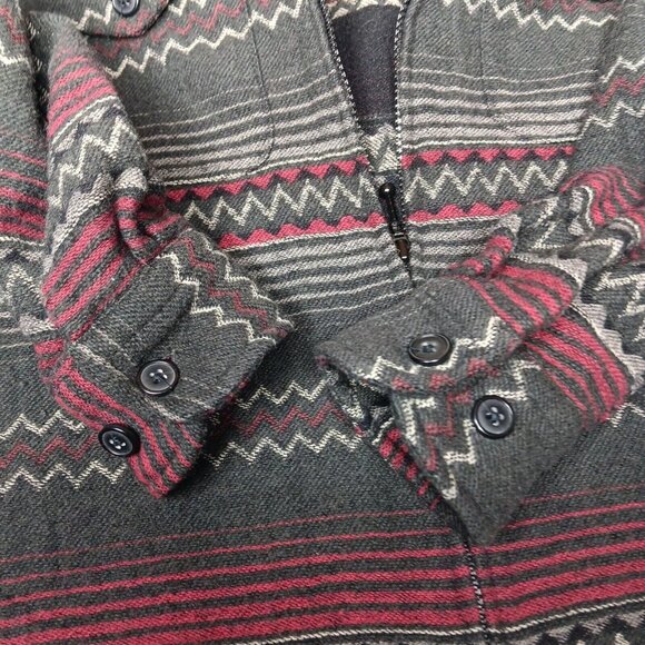 Woolrich Womens Small Shirt Jacket Wool Blend Gray Red Southwest Striped Zip Up - Picture 9 of 15